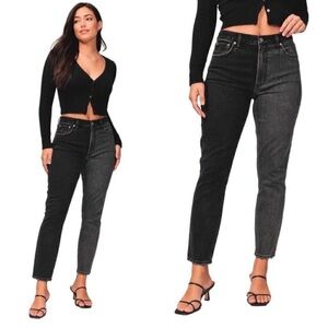 Abercrombie & Fitch Curve Love High Rise Skinny Two Tone Legs Black & Gray- 27/4